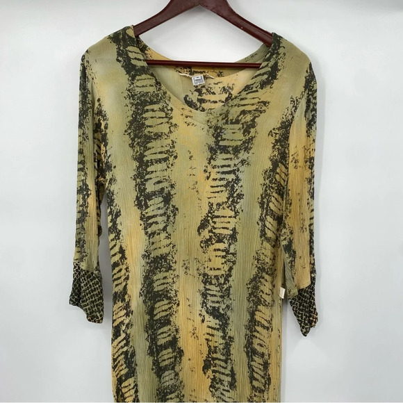 Daya Maxi Dress Womens Size Medium Gold Green Neon Snakeskin Print Half Sleeve - Picture 3 of 12